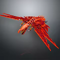 Flying Red Dragon Game Movie Character With Sharp Teeth And Scaly Wings