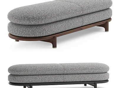 Modern Upholstered Bench With Cushioned Seat And Mixed Material Legs 3d model