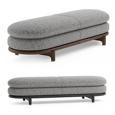 Modern Upholstered Bench With Cushioned Seat And Mixed Material Legs 3d model