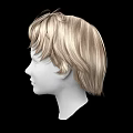 Game Movie Character 3D Head Model with Blonde Curly Short Hair on Black Background