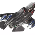 Modern Military Gray Stealth Fighter Jet With Loaded Missiles Cockpit