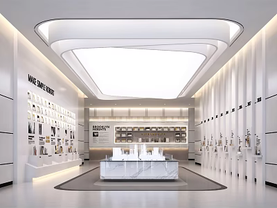 Marc Jacobs Modern White Showroom Featuring Luxury Accessories Bright Lighting And Display Shelves 3d model