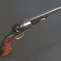 Antique Vintage Revolver With Brass Accents Wooden Grip And Metal Barrel