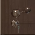 Elegant Round Brass Door Handle on Dark Wooden Door with Lock and Key