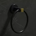 Elegant Modern Bathroom Cabinet Rack With Black Towel Ring And Gold Square Accent