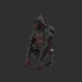 Detailed 3D Rendered Gorilla Character In Squatting Pose On Gray Background