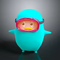 Cute Blue Duck Shaped Household Item With Pink Goggles And Playful Design