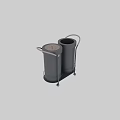 Modern Black Double Trash Bins With Lid Metal Stand Handles And Wheels For Home