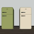 Vintage AUX Retro Style Refrigerators Green and White with Light Wall Wooden Floor