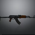 Classic Military Rifle With Wooden Stock Black Metal Body And Curved Magazine