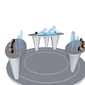 Iceberg Themed Display Stand With Circular Base And Multi Level Decorative Platforms