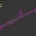 3D Rendered Silver Metallic Submarine With Long Streamlined Body Conning Tower And Antenna