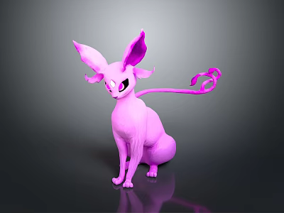 Stylish Pink Game Movie Character Featuring Large Ears And Curled Tail 3d model