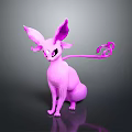 Stylish Pink Game Movie Character Featuring Large Ears And Curled Tail
