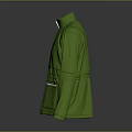 Modern Green Jacket Design With Stand Collar Zipper Closure Front Pockets And Long Sleeves