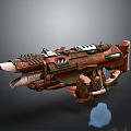 Vintage Mechanical Weapon 3D Model With Copper Green Finish And Detailed Texture