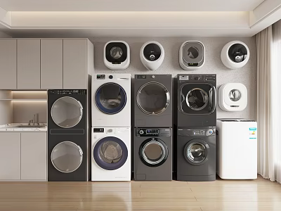 Modern Washing Machines in Various Styles and Colors for Home Laundry Use 3d model