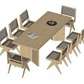 Log wind dining table and chair combination 3d model