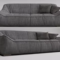 Gray Upholstered Sectional Sofa With Modern Design And Comfortable Soft Cushions 3d model