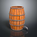 Vintage Wooden Barrel With Wooden Staves Metal Hoops And Spigot