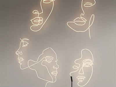 Modern Line Art Face Illuminated Wall Lamp For Decorative Home Decor 3d model