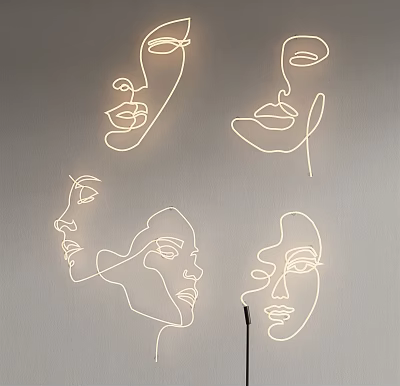 Modern Line Art Face Illuminated Wall Lamp For Decorative Home Decor 3d model