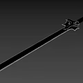 Intricate Design Sword With Black Hilt Silver Guard And Slender Blade