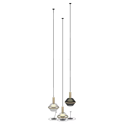 Modern Geometric Pendant Lights Design With Two Light And Dark Shades 3d model