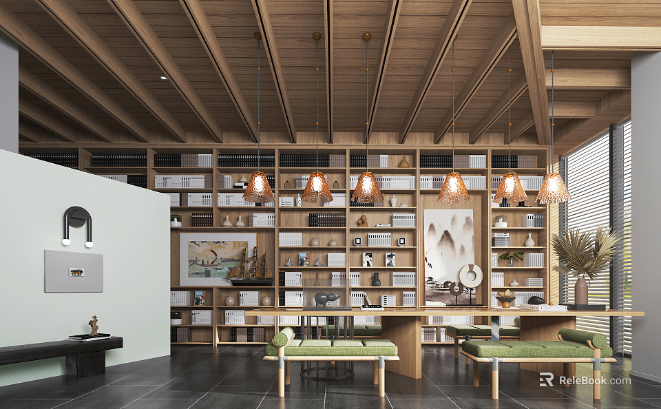 Inspiring Book Art Gallery with Creative Illustrations and Bookshelf Display Space 3d model 