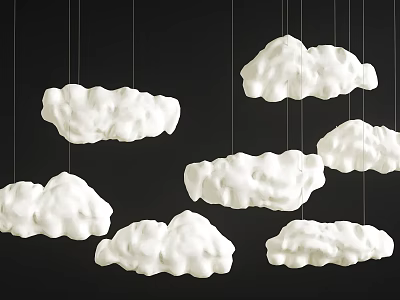 White Cloud Shaped Pendant Lights Creative Hanging Decorative Design for Home Interior 3d model