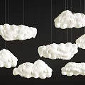 White Cloud Shaped Pendant Lights Creative Hanging Decorative Design for Home Interior 3d model