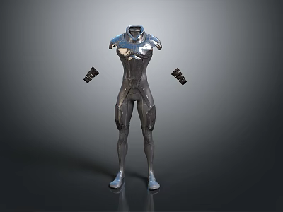Futuristic Mechanical Character With Metallic Body And Detached Arms Design 3d model