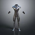 Futuristic Mechanical Character With Metallic Body And Detached Arms Design