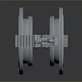 Shiny Circular Metal Components With Bolted Structure And Clamping Handles On Dark Background