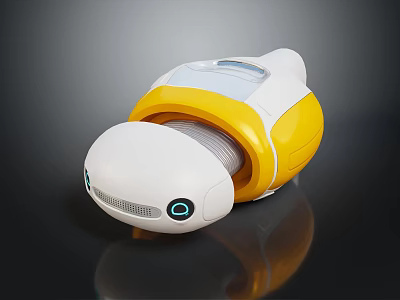 Smart Machine With White Yellow Sleek Surface And Modern Futuristic Robotic Design 3d model