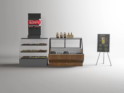 Commercial Refrigerator Freezer Display Case With Coca Cola Sign And Bottled Drinks Menu Board 3d model