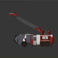 Red White Fire Rescue Utility Vehicle Equipped With Extendable Ladder For Emergency Rescue