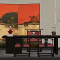 New Chinese Tea Table and Chair Tea Table Tea Table 3d model