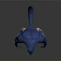 Blue Muscular Beast Character Standing in 3D Render with Ferocious Pose and Sharp Features
