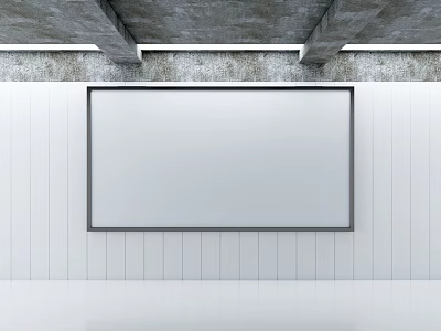 Blank Billboard Display On White Wall With Gray Ceiling In Modern Interior 3d model