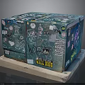 Graffiti Covered Green Cube With Colorful Stickers On Wooden Base