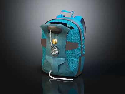 Blue Modern Backpack With Mesh Design Gray Accents And Ornament Detail 3d model