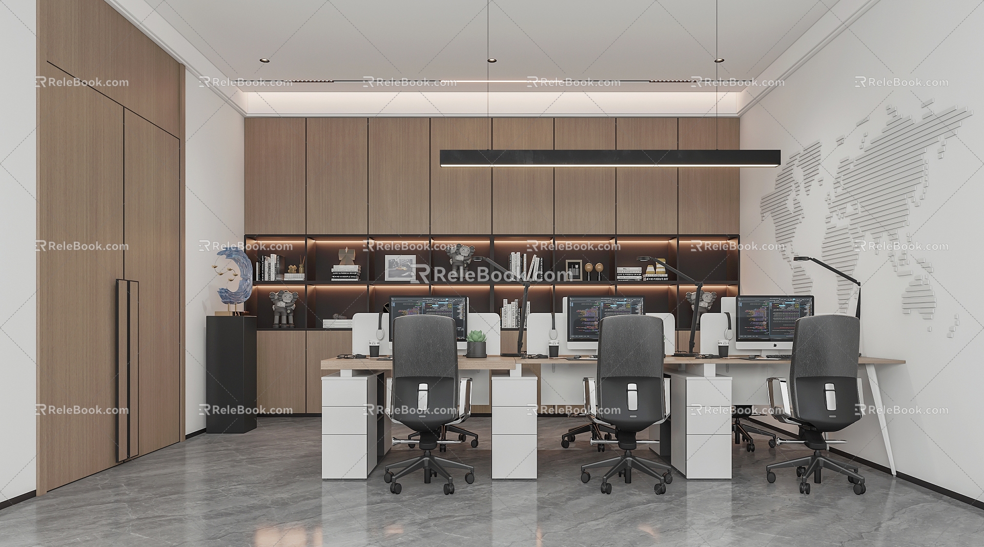 Light Luxury Simple Office Area Financial Room 3d model