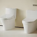 Designer Modern White Toilets in Clean Bathroom Interior With Sleek Design