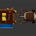 Wooden Functional Sushi Cart Featuring Salmon Decorated Pig Pulling And Small Dolls