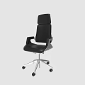 Black Leather Office Chair With High Back Support Adjustable Arms And Swivel Rolling Casters