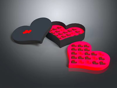 Heart Shaped Silicone Molds for Kitchen Baking in Black and Red Colors 3d model