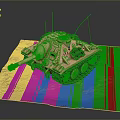 Detailed Sandy Brown Military Tank Model With Antenna Cannon Tracks And Storage Box