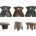 Modern Geometric Stools With Wooden Frames And Upholstered Seats For Home Decor
