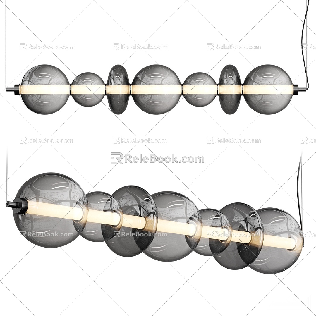 Glass Chandelier Restaurant Chandelier Crystal Chandelier Long Strip Chandelier Bar Chandelier Office Chandelier 3d model